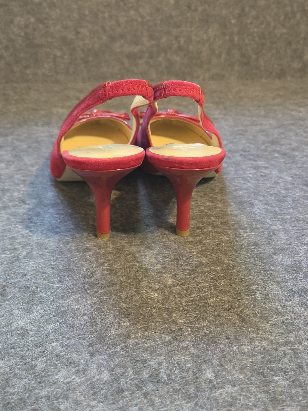 kate spade Red Suede Slingback Heels with Bow Detail - Picture 6 of 8
